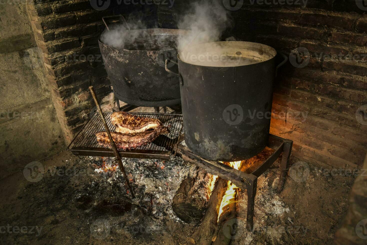 Pig ribbs barbecue , Patagonia, Argentina photo