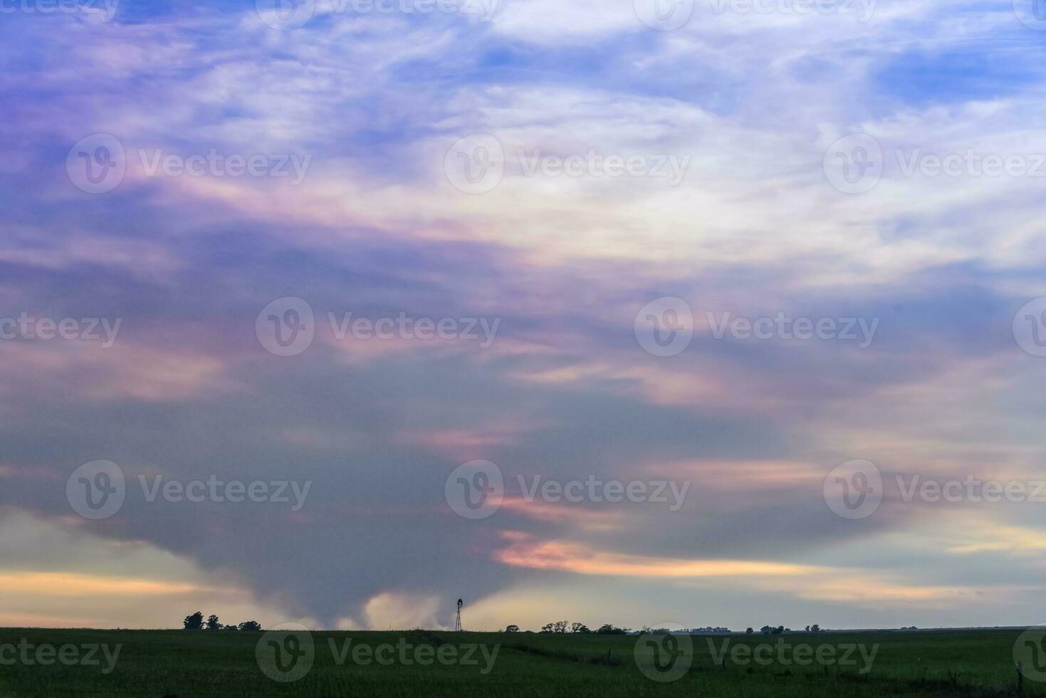 Pampas sunset landscape, La pampa, Argentina photo