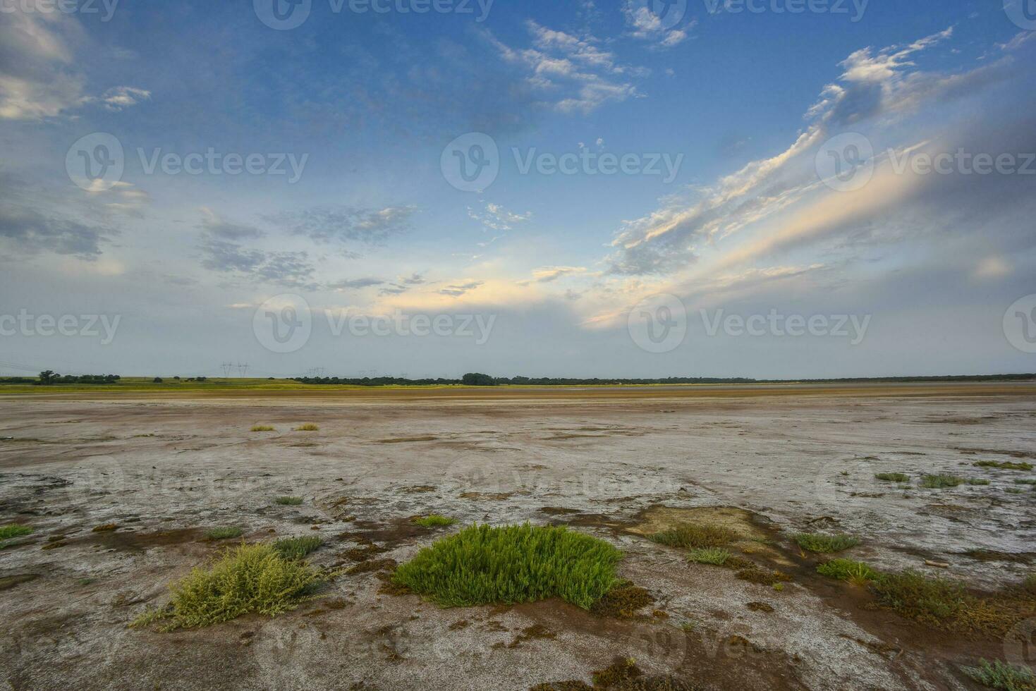 Saltpeter on the floor of a lagoon in a semi desert environment, La Pampa province, Patagonia, Argentina. photo