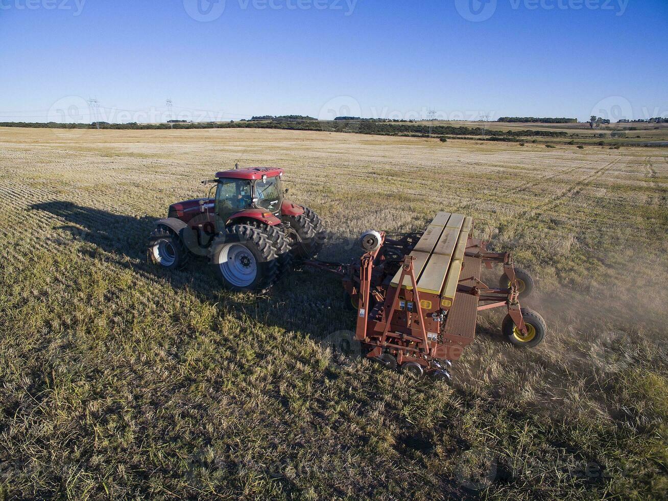 Direct seeding, agricultural machinery, in La Pampa, patagonia, Argentina photo