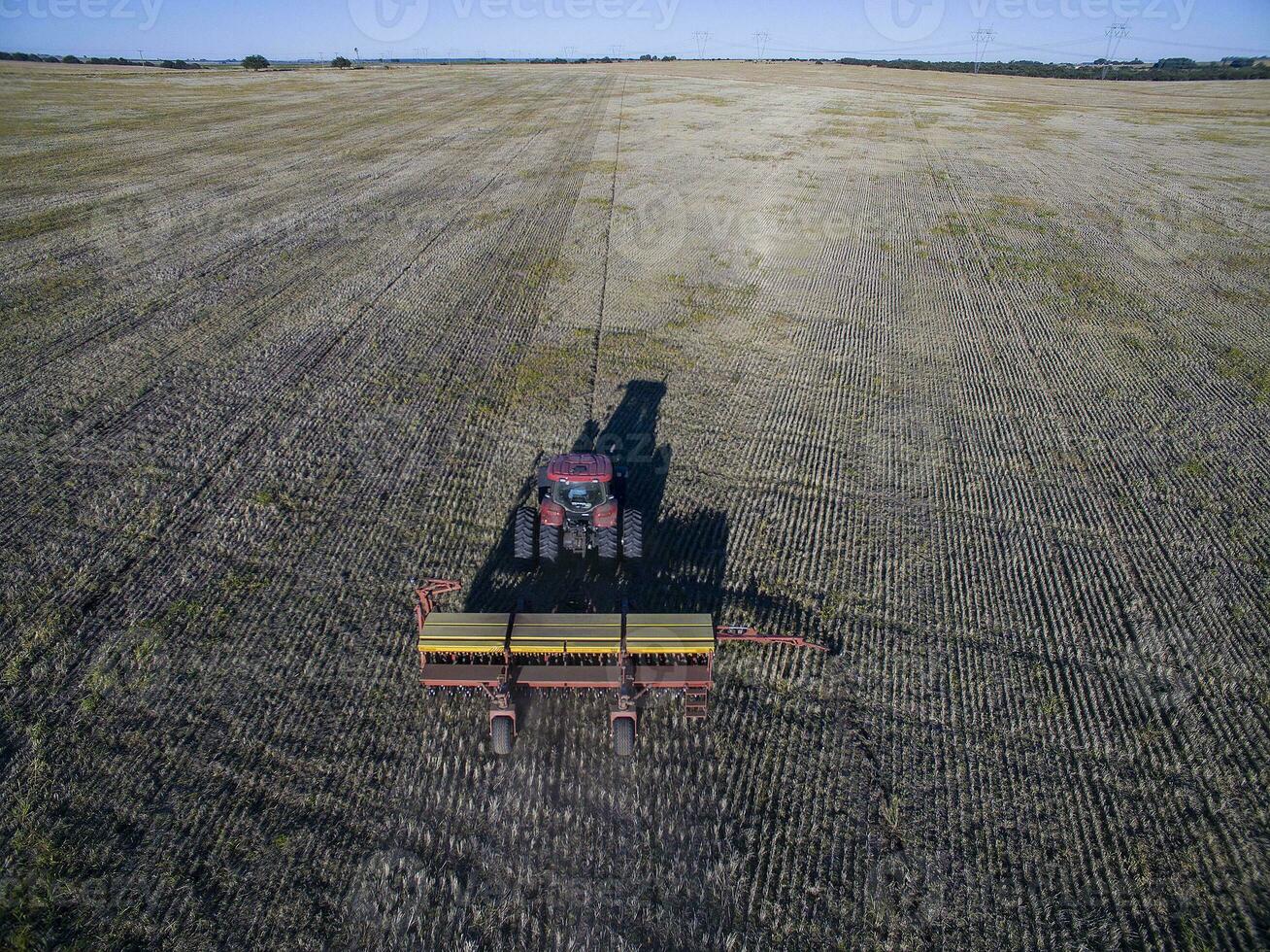 Direct seeding, agricultural machinery, in La Pampa, patagonia, Argentina photo