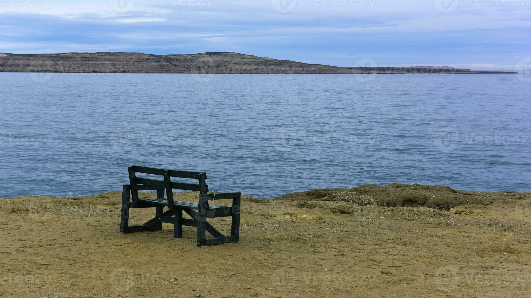 Coastal landscape with cliffs in Peninsula Valdes, World Heritage Site, Patagonia Argentina photo
