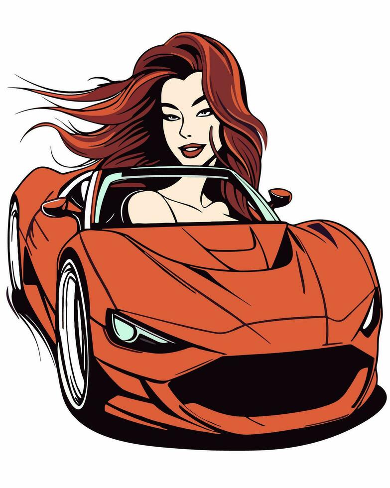 woman driving car vector