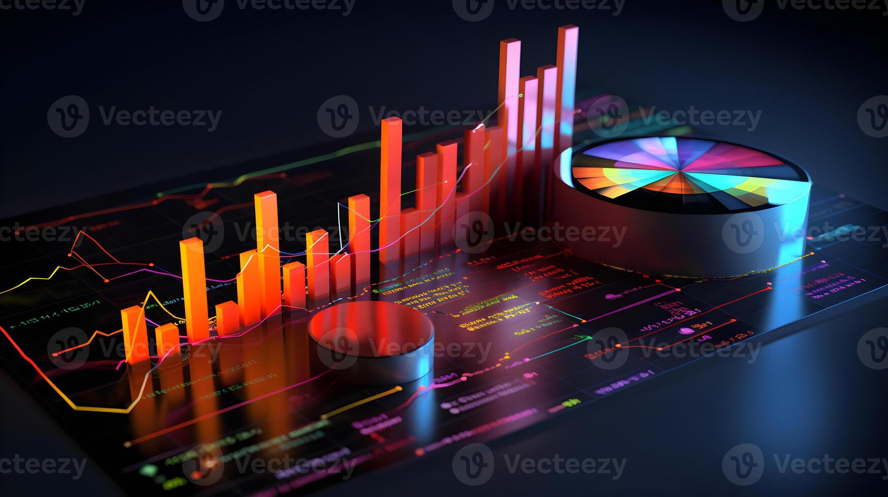 abstract futuristic business strategy data graph background. photo