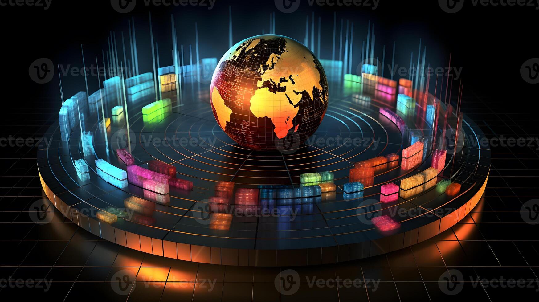 abstract futuristic business strategy data graph background. photo