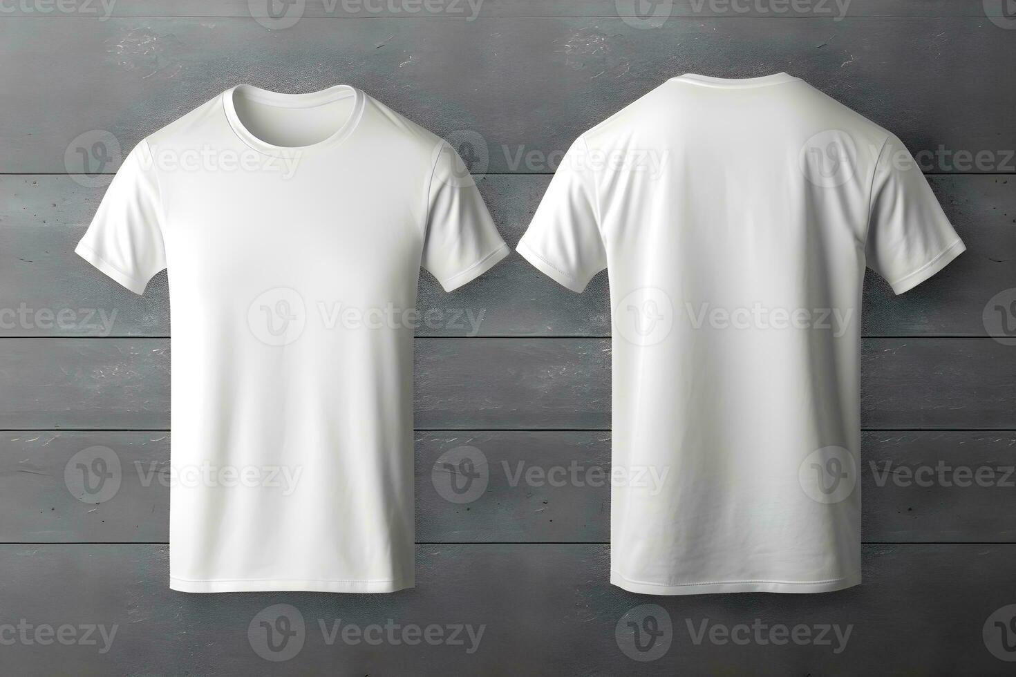 White blank t - shirt front and back views mock up. Generative AI photo