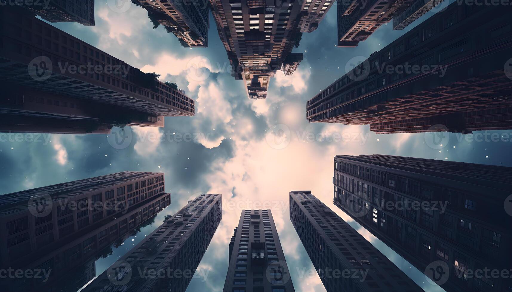Low angle view of Modern buildings glass skyscrapers photo
