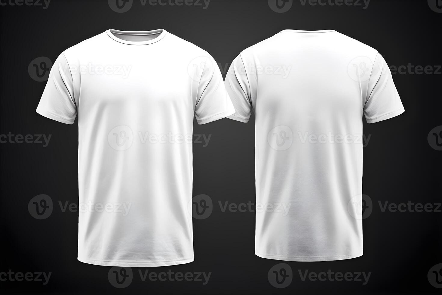 White blank t - shirt front and back views mock up. Generative AI photo