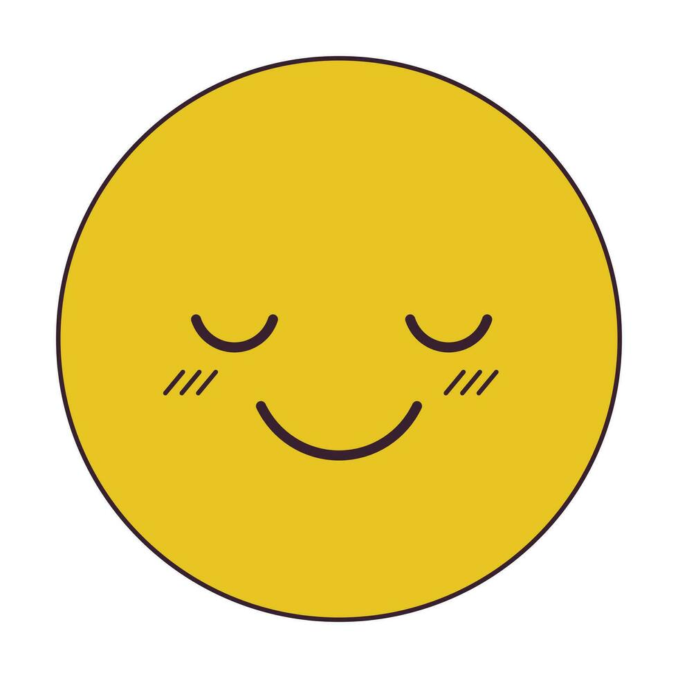 Feeling delighted emoji flat line color isolated vector icon. Good mood. Customer satisfaction. Editable clip art element on white background. Simple outline cartoon spot illustration for web design