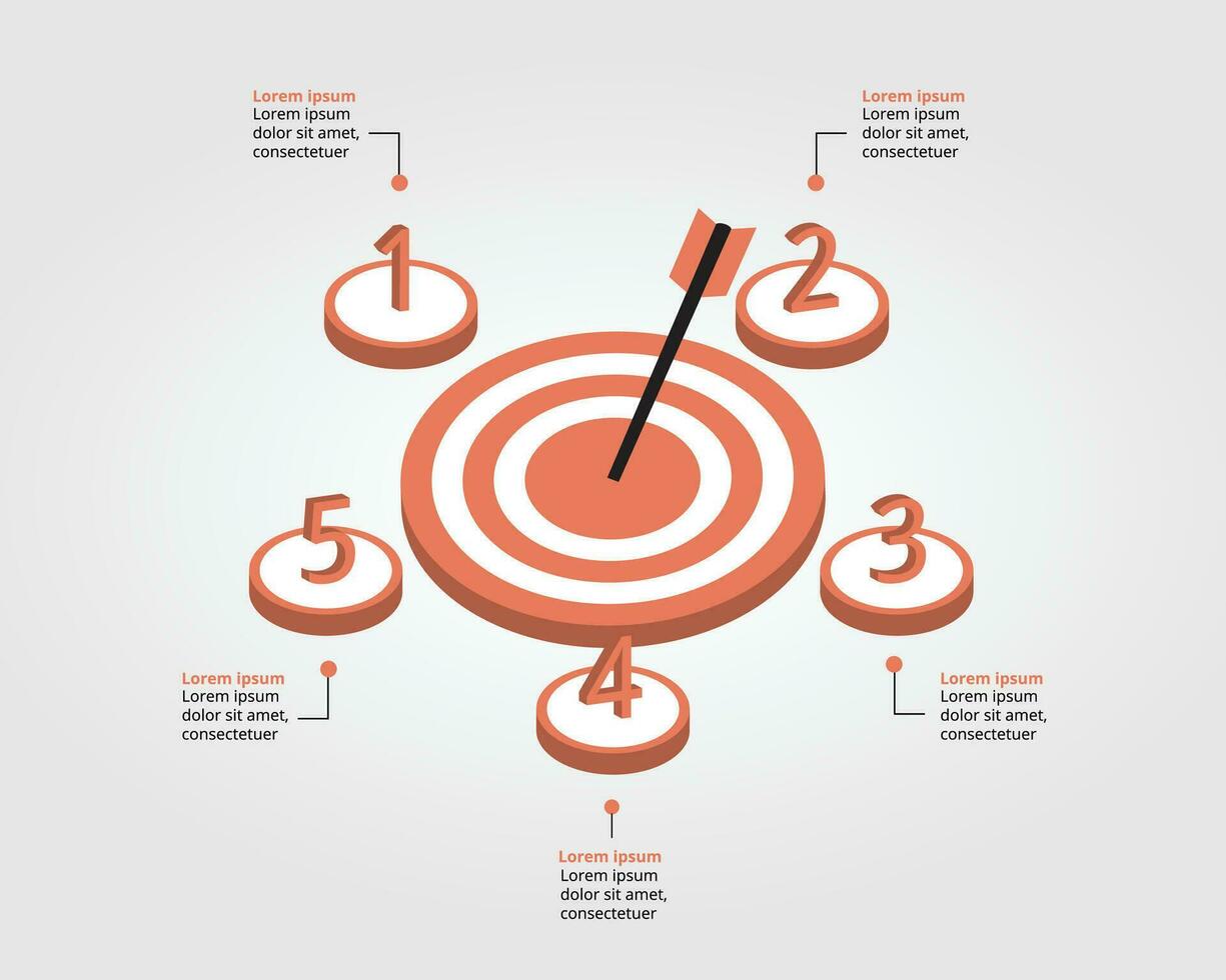 Goal template for infographic for presentation for 5 element vector