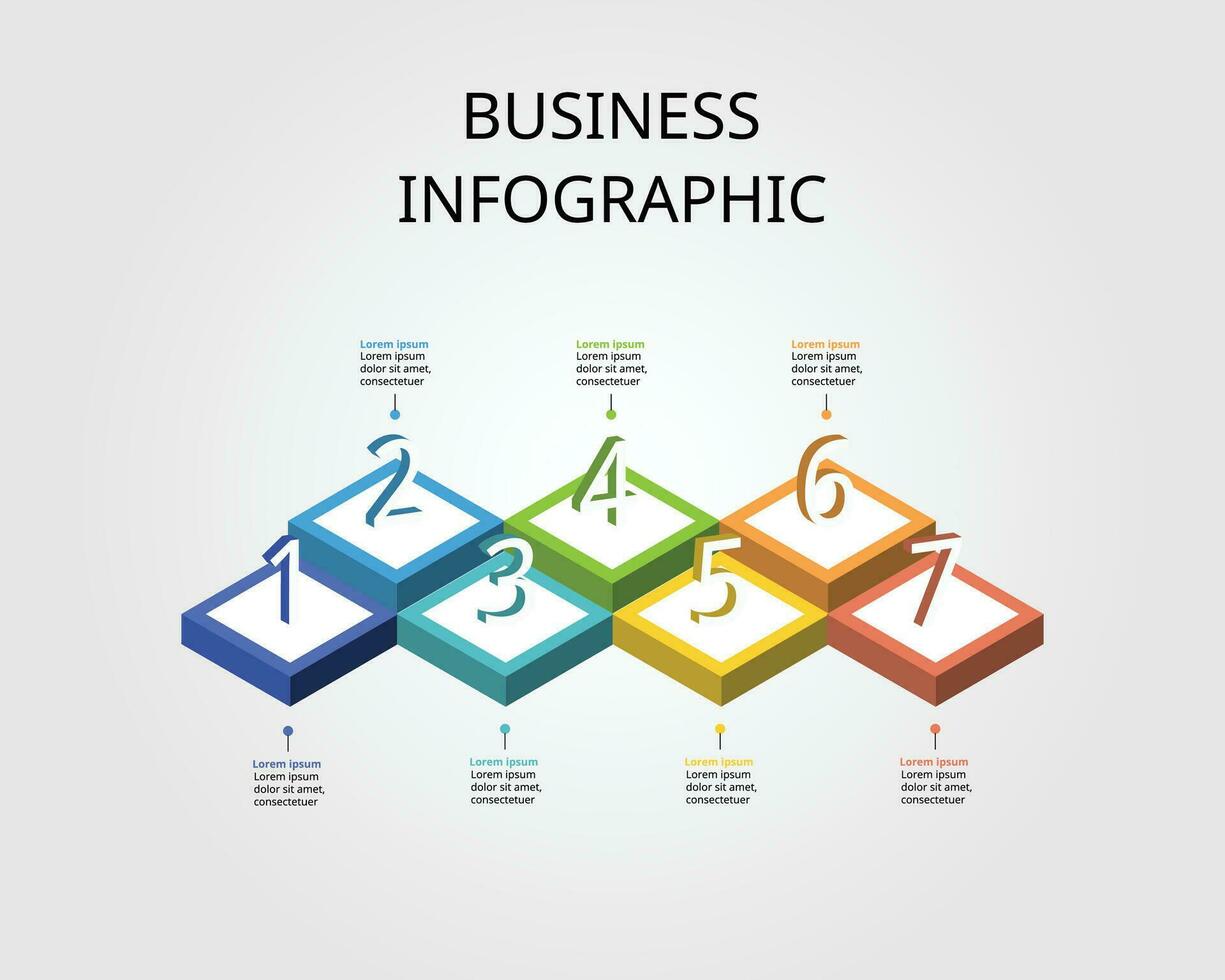 timeline step chart template for infographic for presentation for 7 element vector