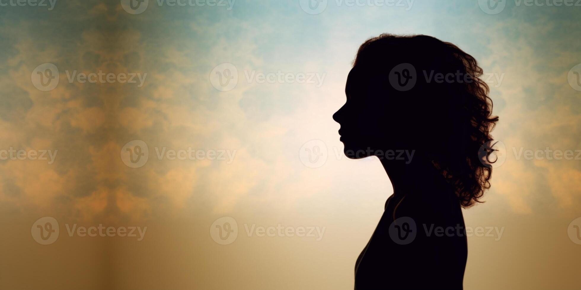 Mental health a woman silhouette blurred background, AI Generated photo