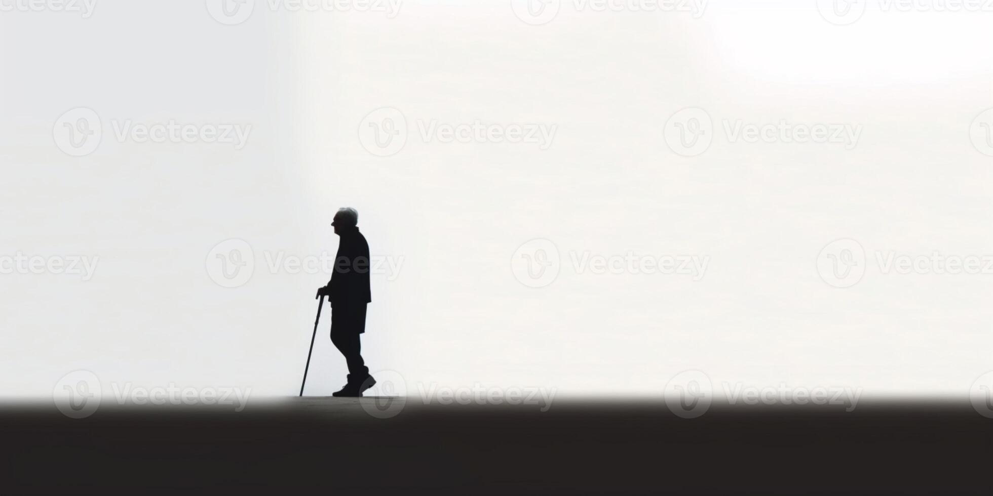 mental health a old man and walking street copy space  background, AI Generated photo