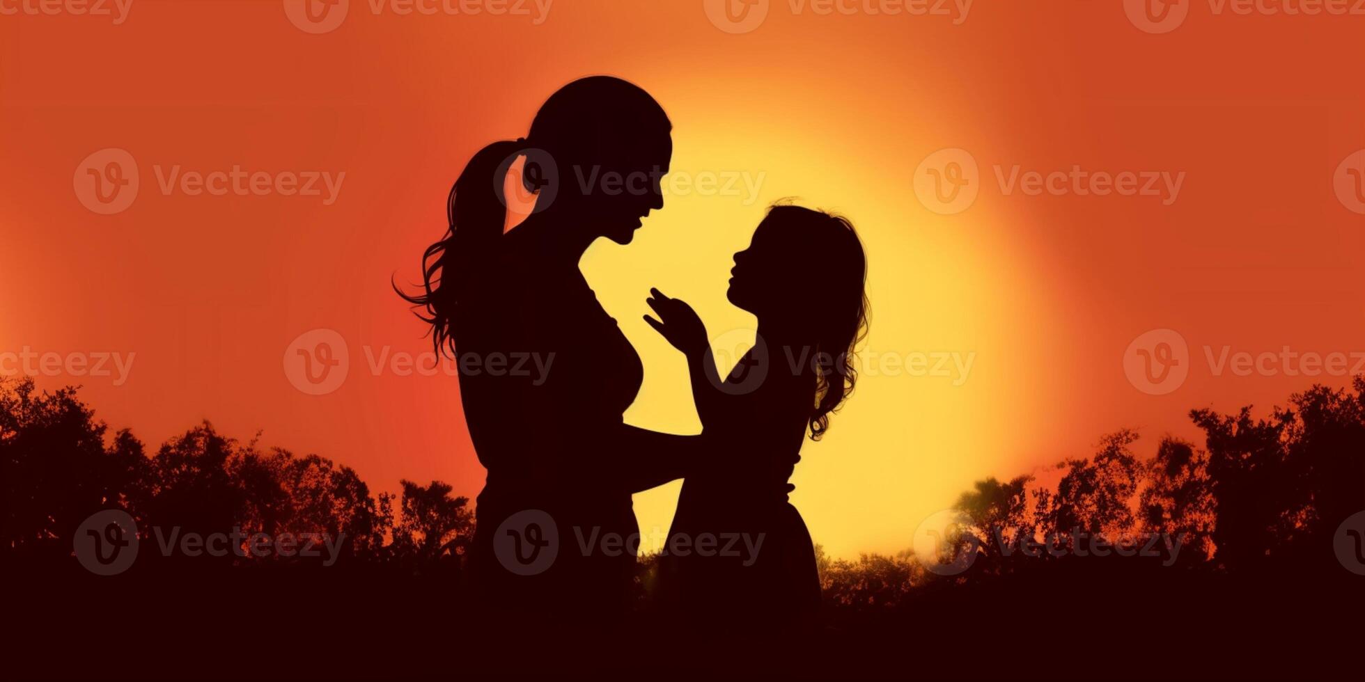 Mental health a parent silhouette blurred background, photo