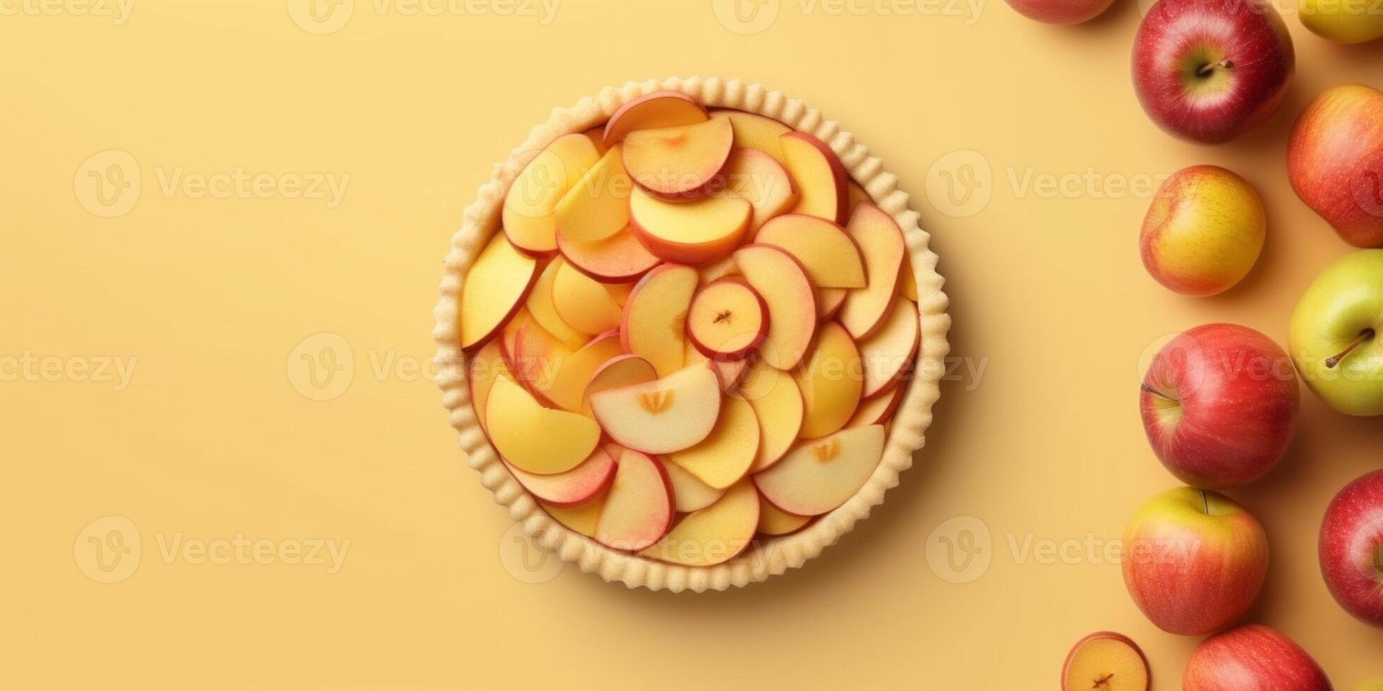 Apple pie tart blurred background, AI Generateand photo