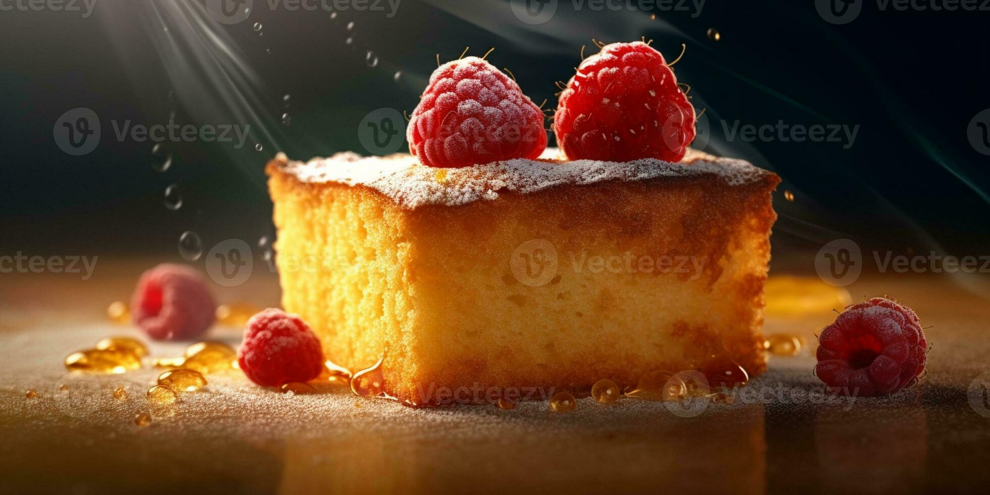 esponja fresa pastel tarta borroso fondo, ai generar y foto