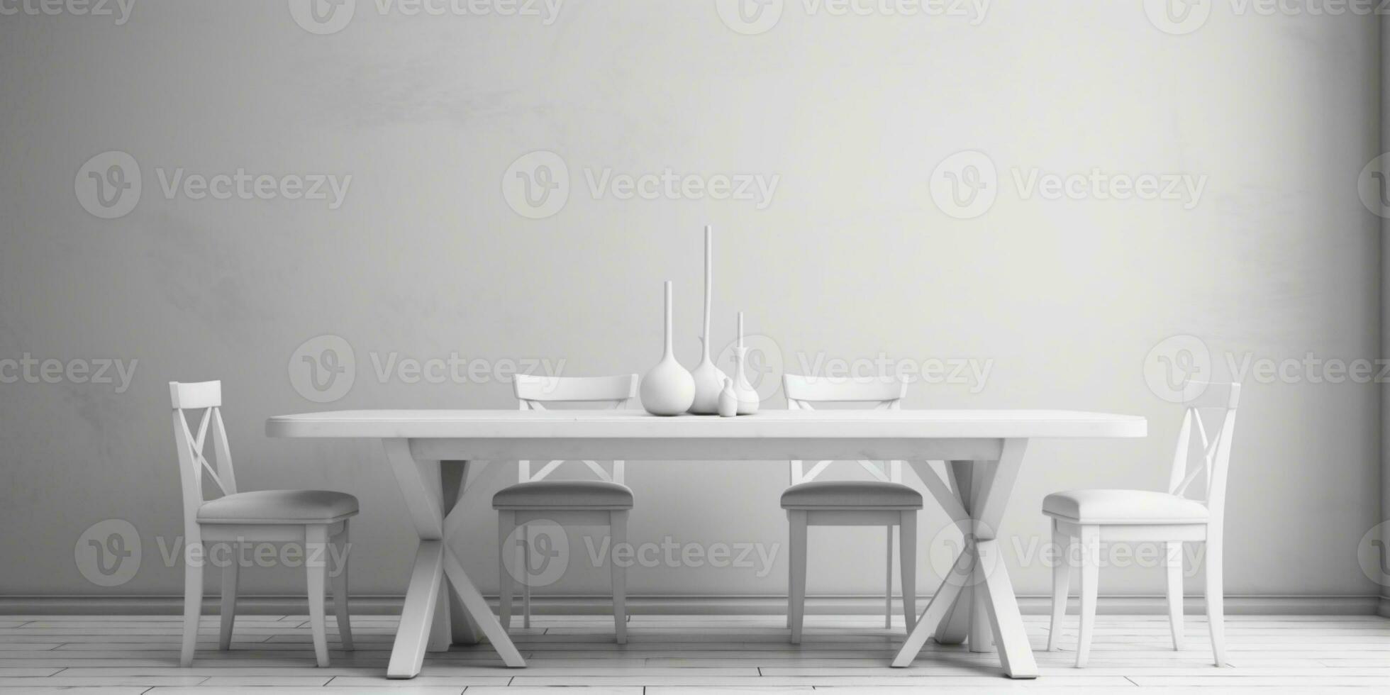 White dining table on kitchen room. AI Generated photo