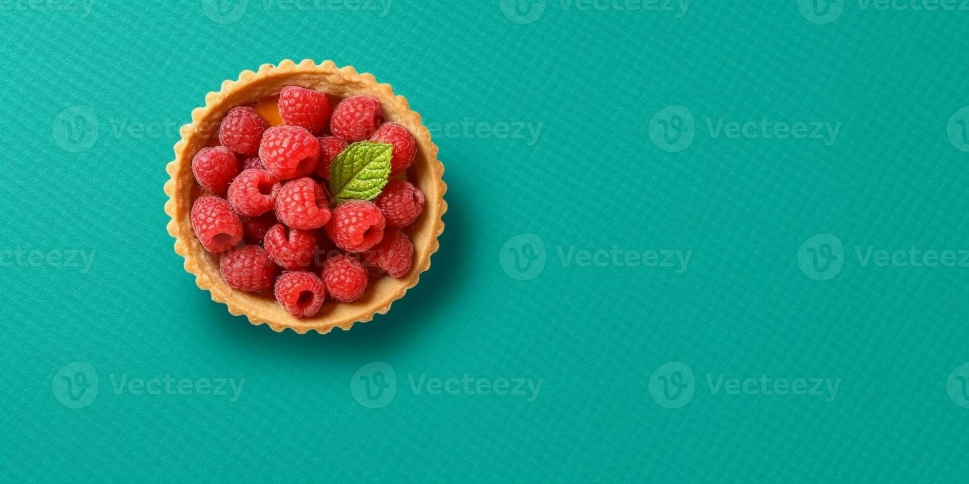Raspberry fruit cake dessert blurred background, AI Generateand photo