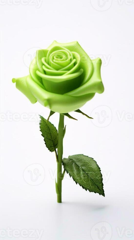 verde Rosa flor Copiar espacio borroso antecedentes. ai generado foto
