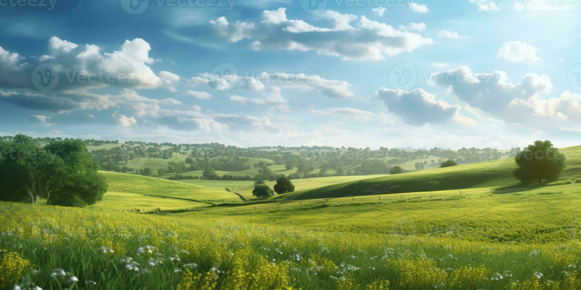 Peaceful Countryside Landscapes background, AI Generated photo