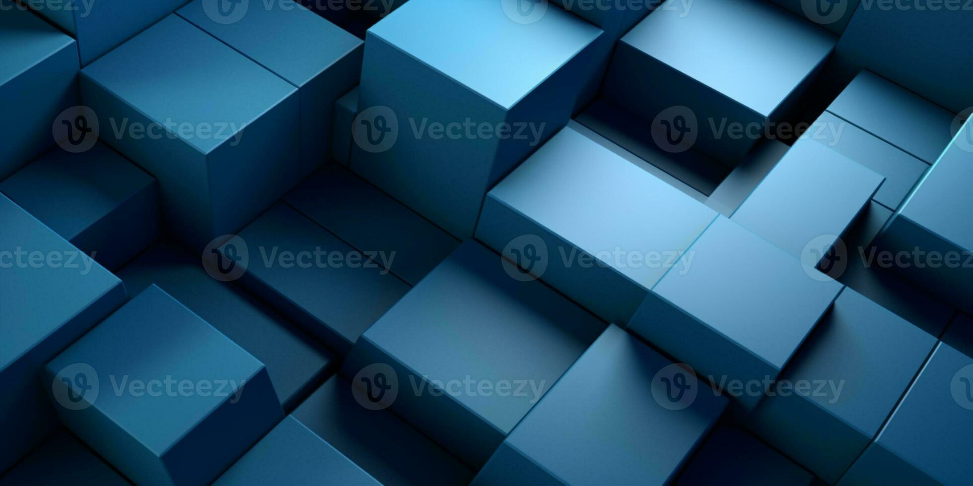 Blue square geometric shape background. AI Generated photo