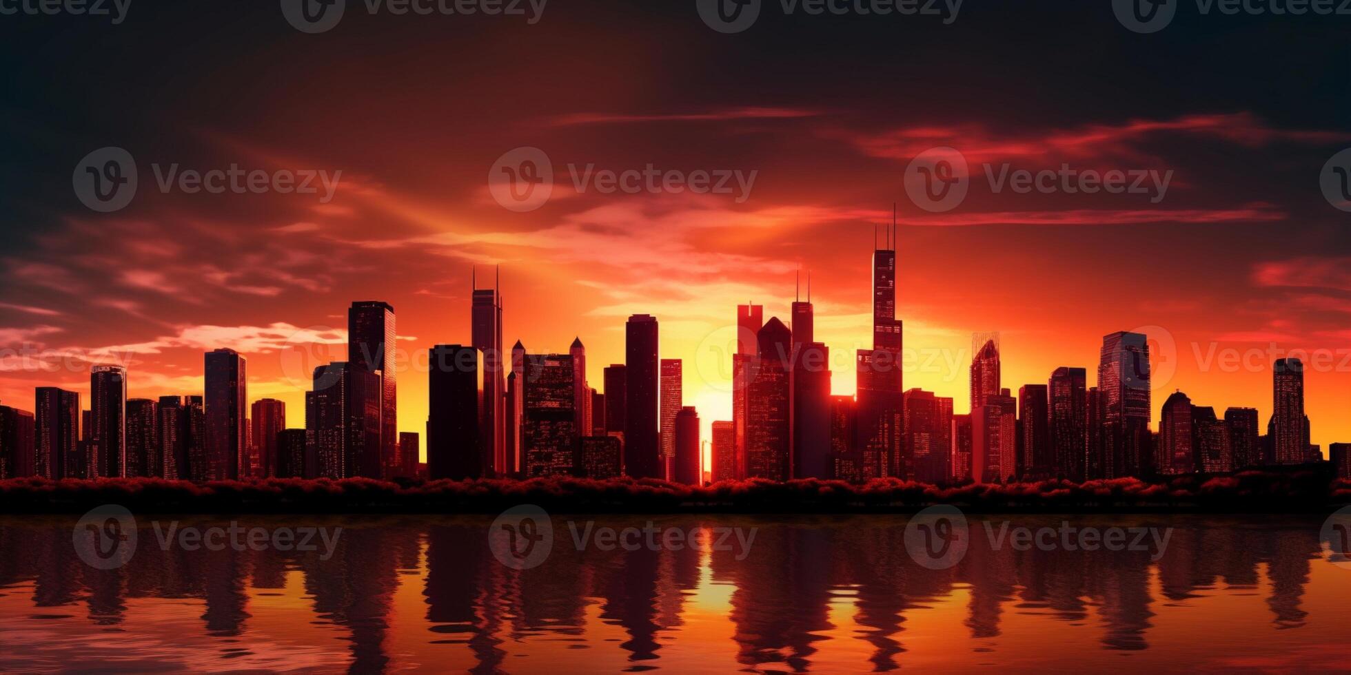 City skyline silhouettes could and building Background. AI Generated photo