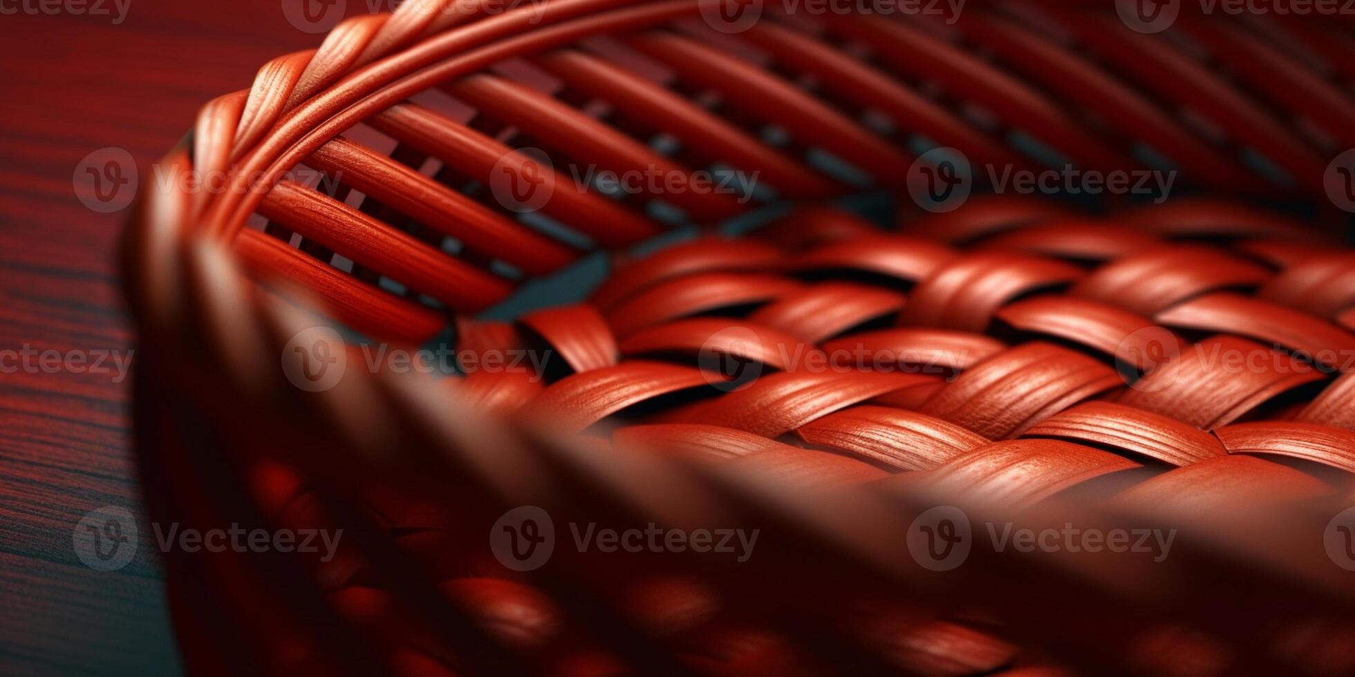 rojo rota de madera cesta Costura antecedentes. ai generado foto