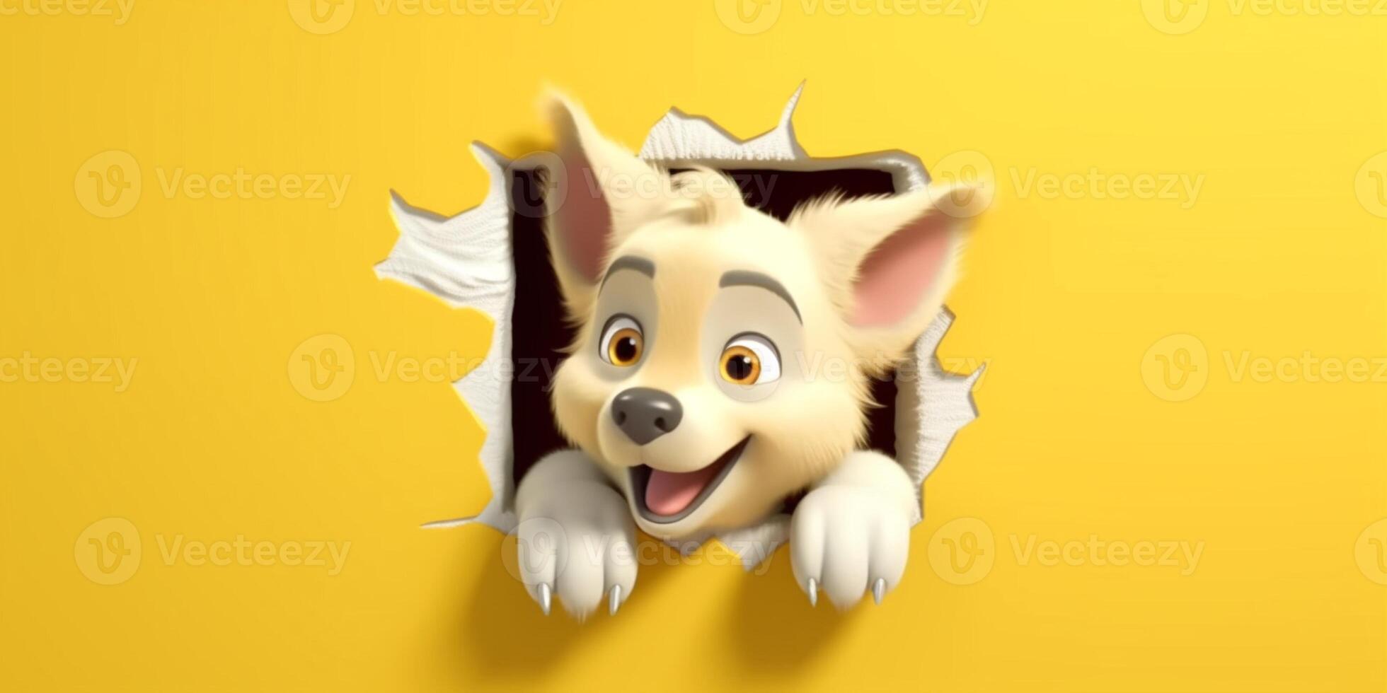 Little wolf cute animal clay cartoon animation, AI Generated photo