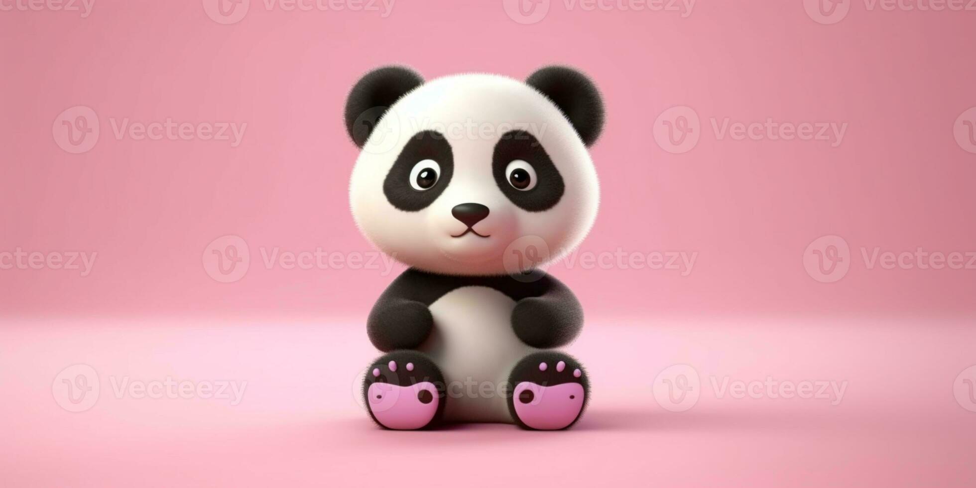 Baby panda cute animal clay cartoon animation, AI Generated photo