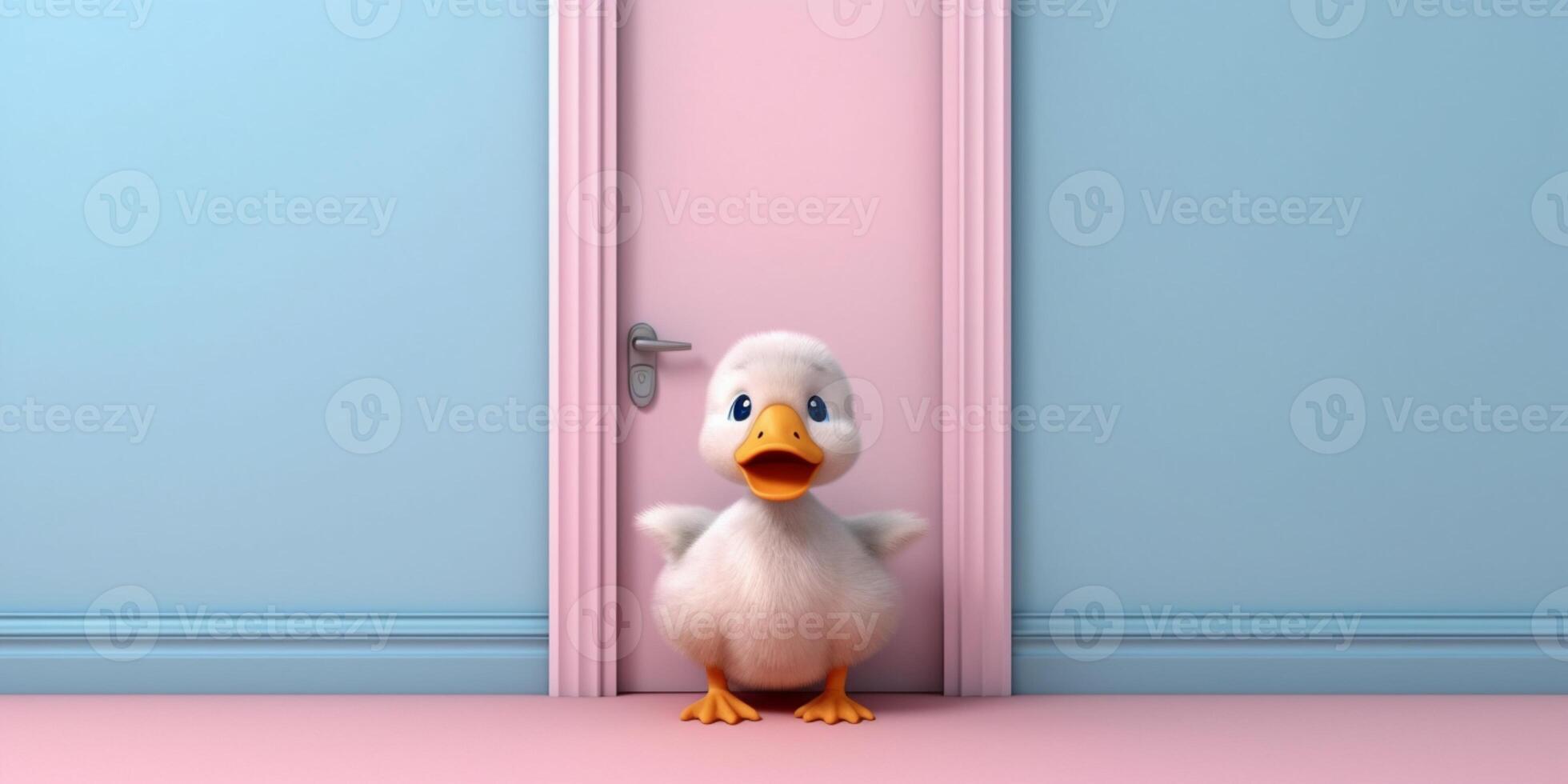 Duck little cute animal clay cartoon animation, AI Generated photo