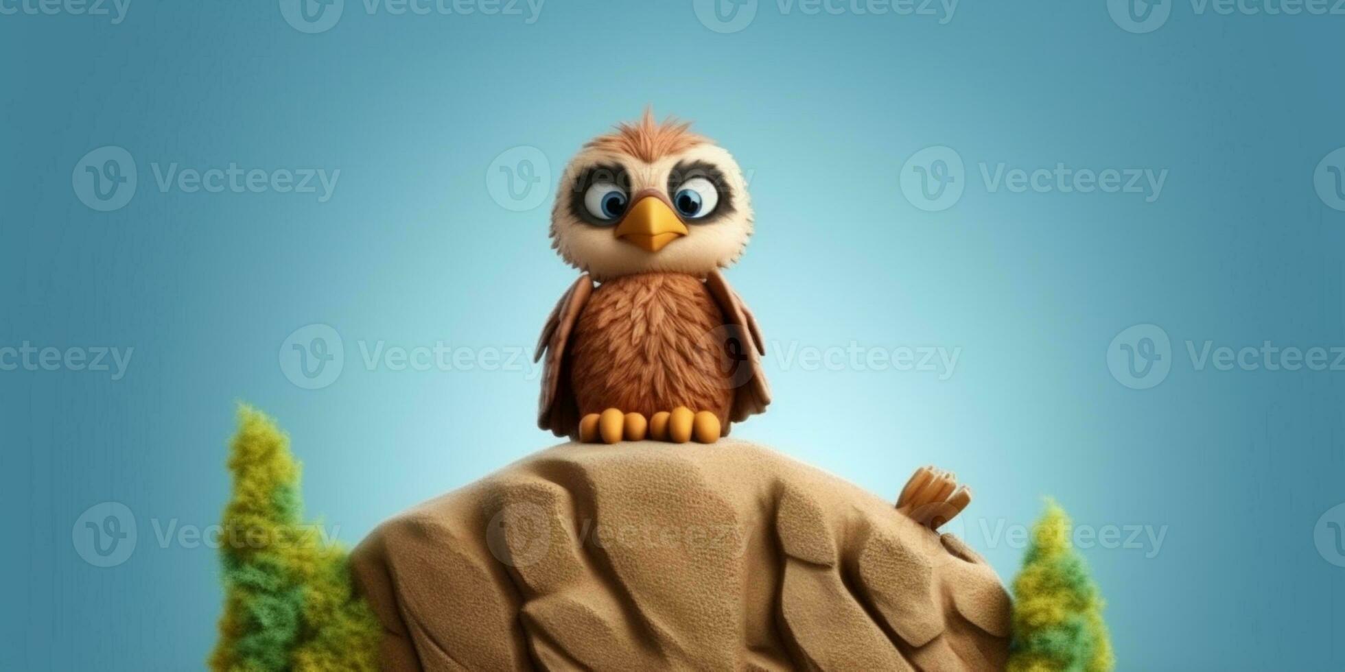 Eagle cute animal clay cartoon animation, AI Generated photo
