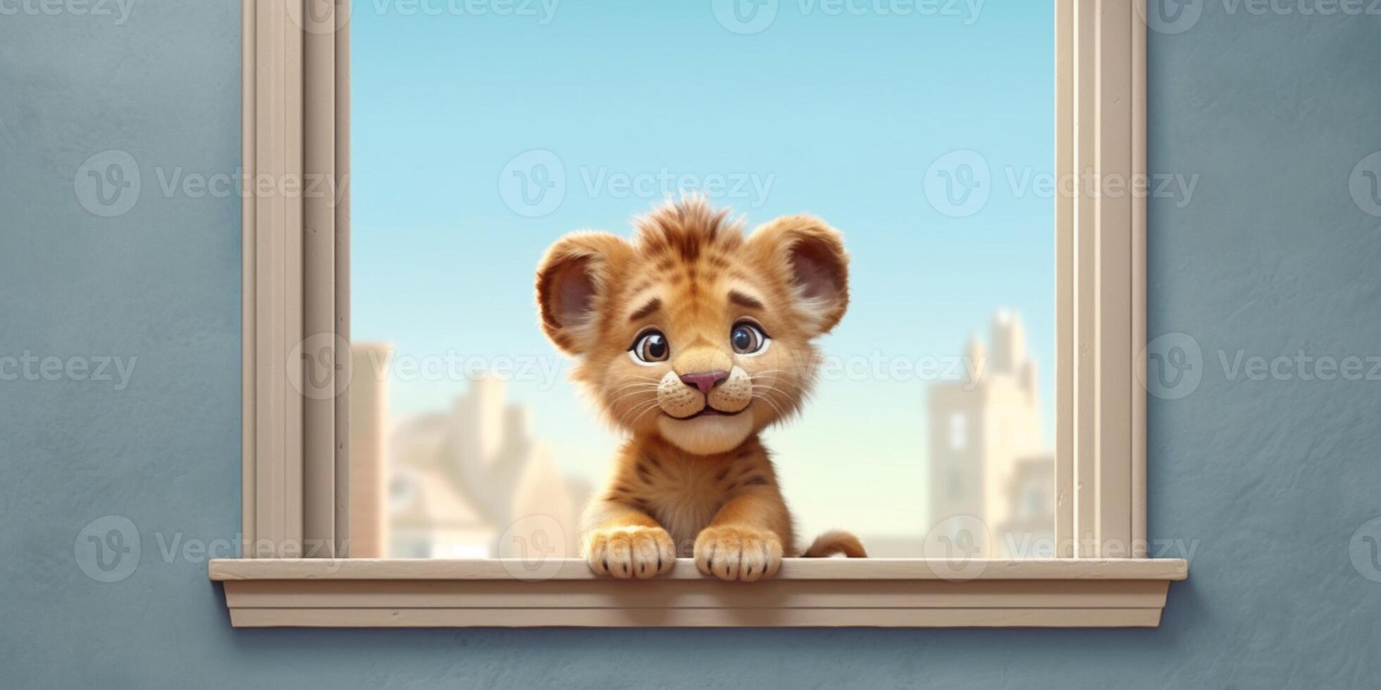 Baby tiger cute animal clay cartoon animation, AI Generated photo