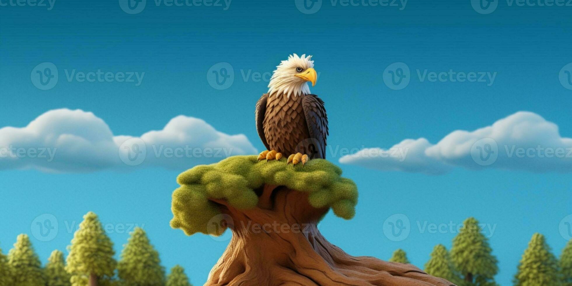 águila linda animal arcilla dibujos animados animación, ai generado foto