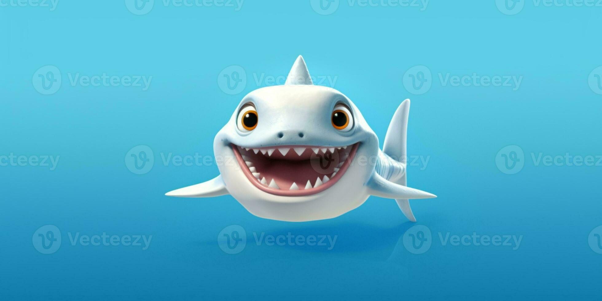 Little shark animal clay cartoon animation, AI Generated photo