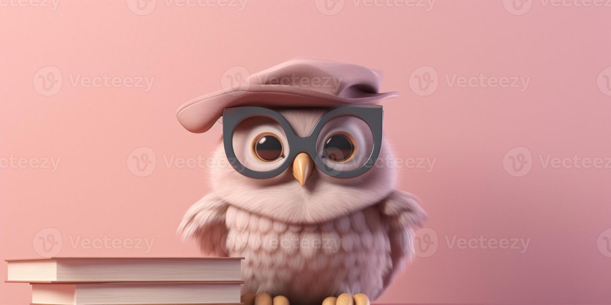 Little owl and hat animal clay cartoon animation, AI Generated photo