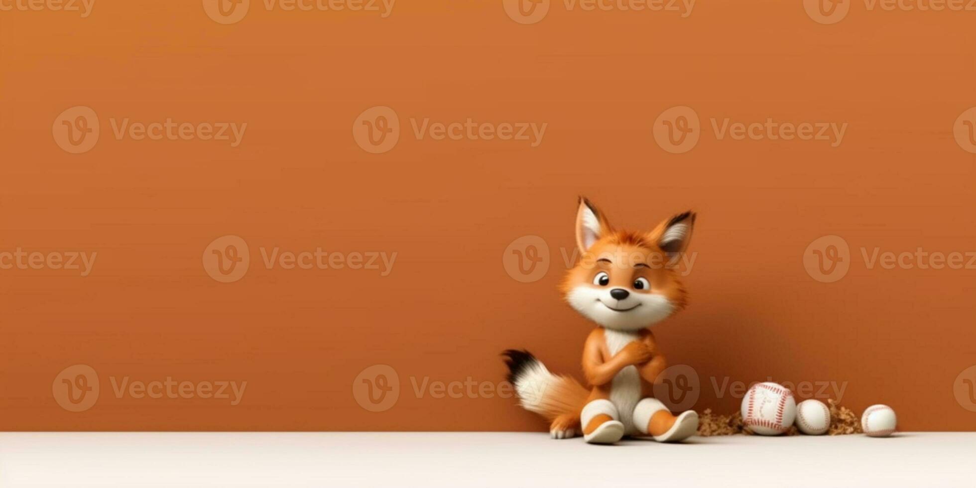 Little fox clay cartoon animation, AI Generated photo