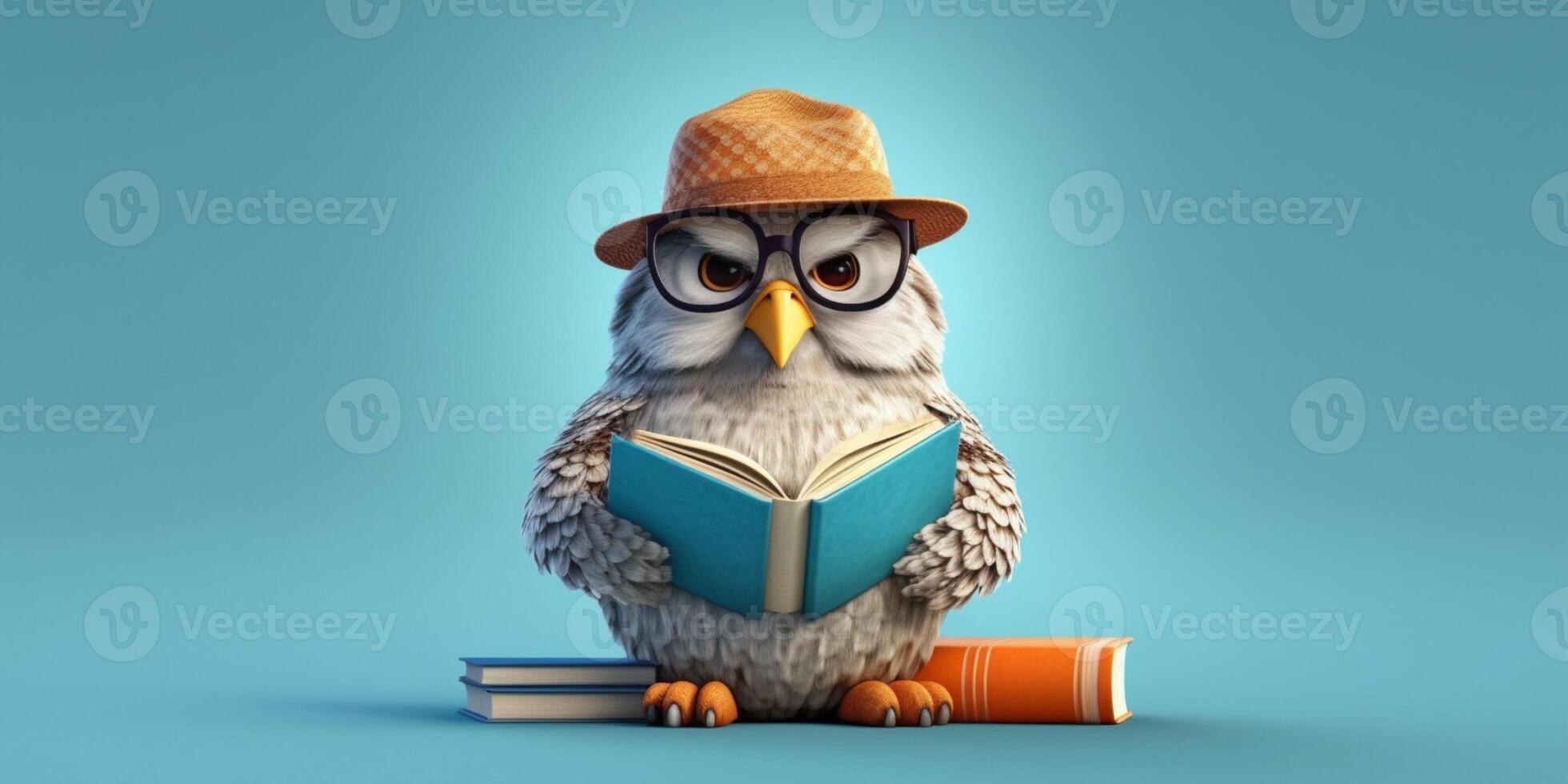 Little owl and hat animal clay cartoon animation, AI Generated photo