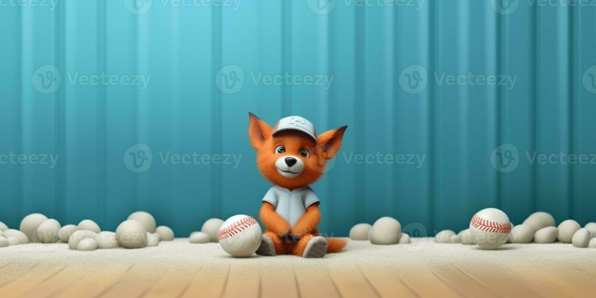 Little fox clay cartoon animation, AI Generated photo