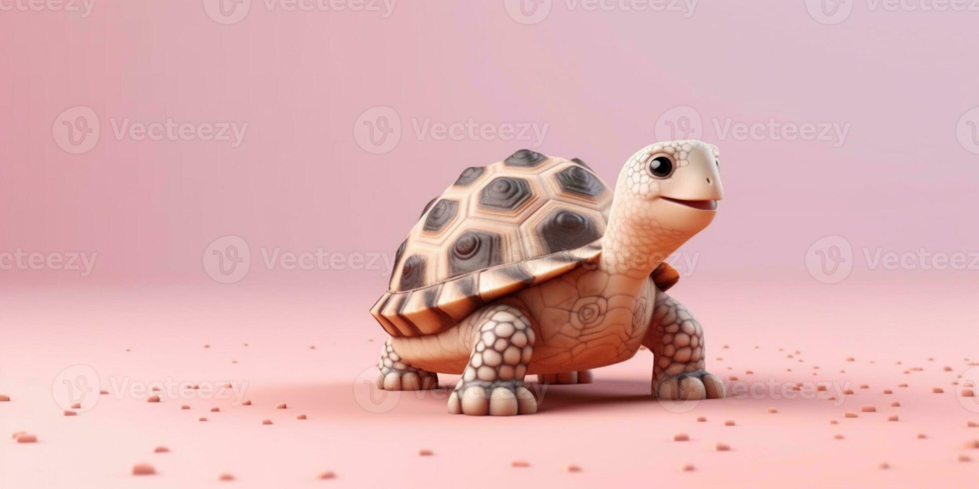 Little turtle clay cartoon animation, AI Generated photo