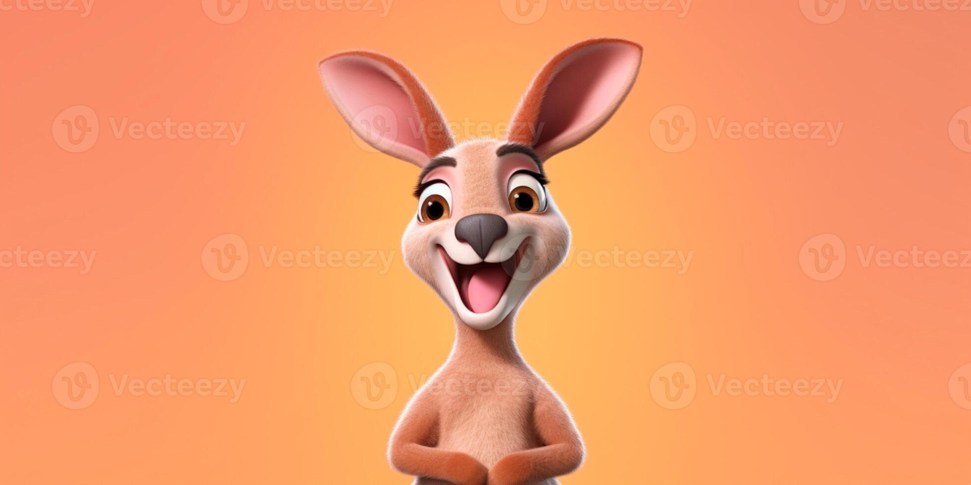 Little kangaroo cartoon animation, AI Generated photo