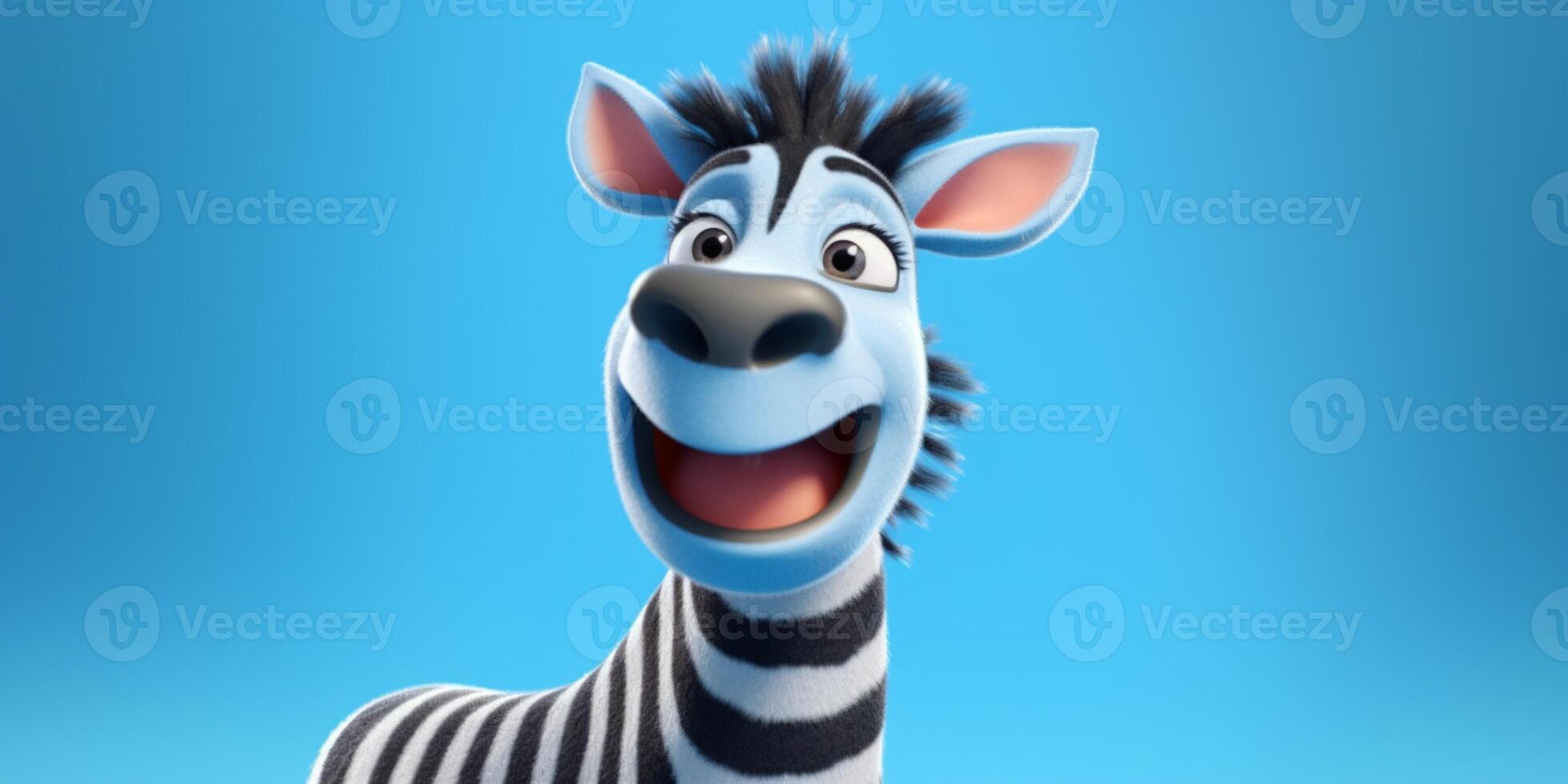 Smile little zebra cartoon animation, AI Generated photo