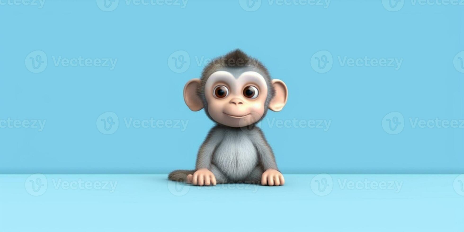 Little monkey cartoon animation, AI Generated photo