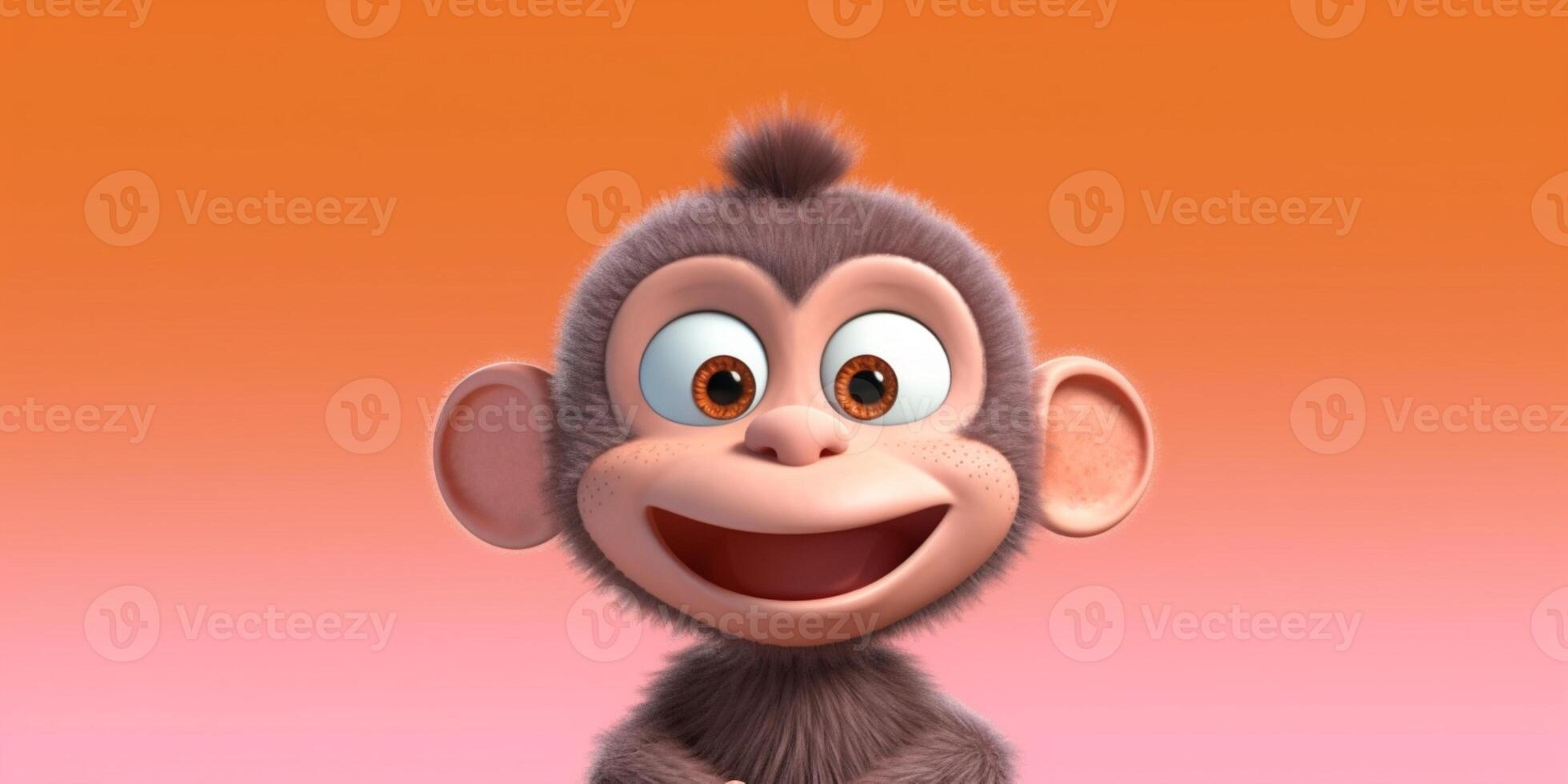 Little monkey cartoon animation, AI Generated photo