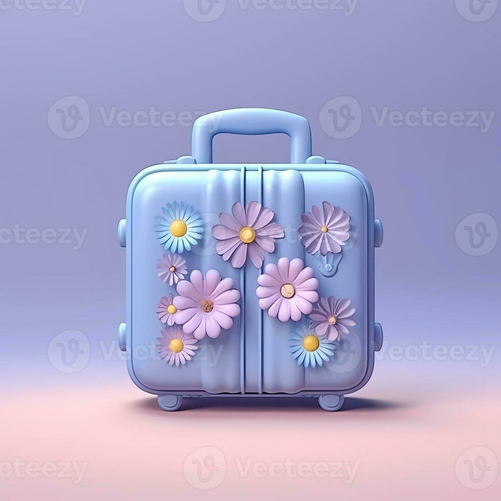 Suitcase flower pattern for holiday and leisure travel destination, AI Generated photo