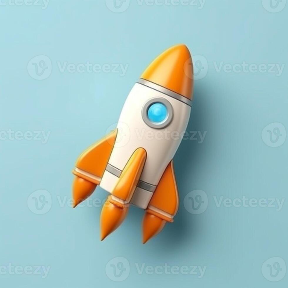 Space rocket transport to universe cartoon, photo