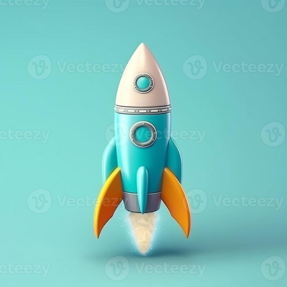 Space rocket transport to universe cartoon, photo