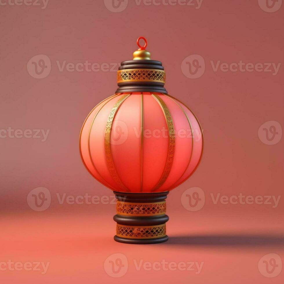 Lantern lamp oriental style cartoon illustration, AI Generated photo