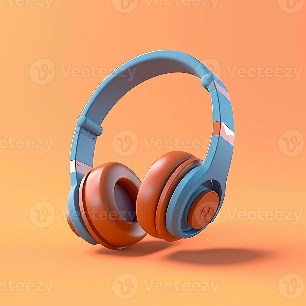 Headphone for listening music cartoon illustration, AI Generated photo