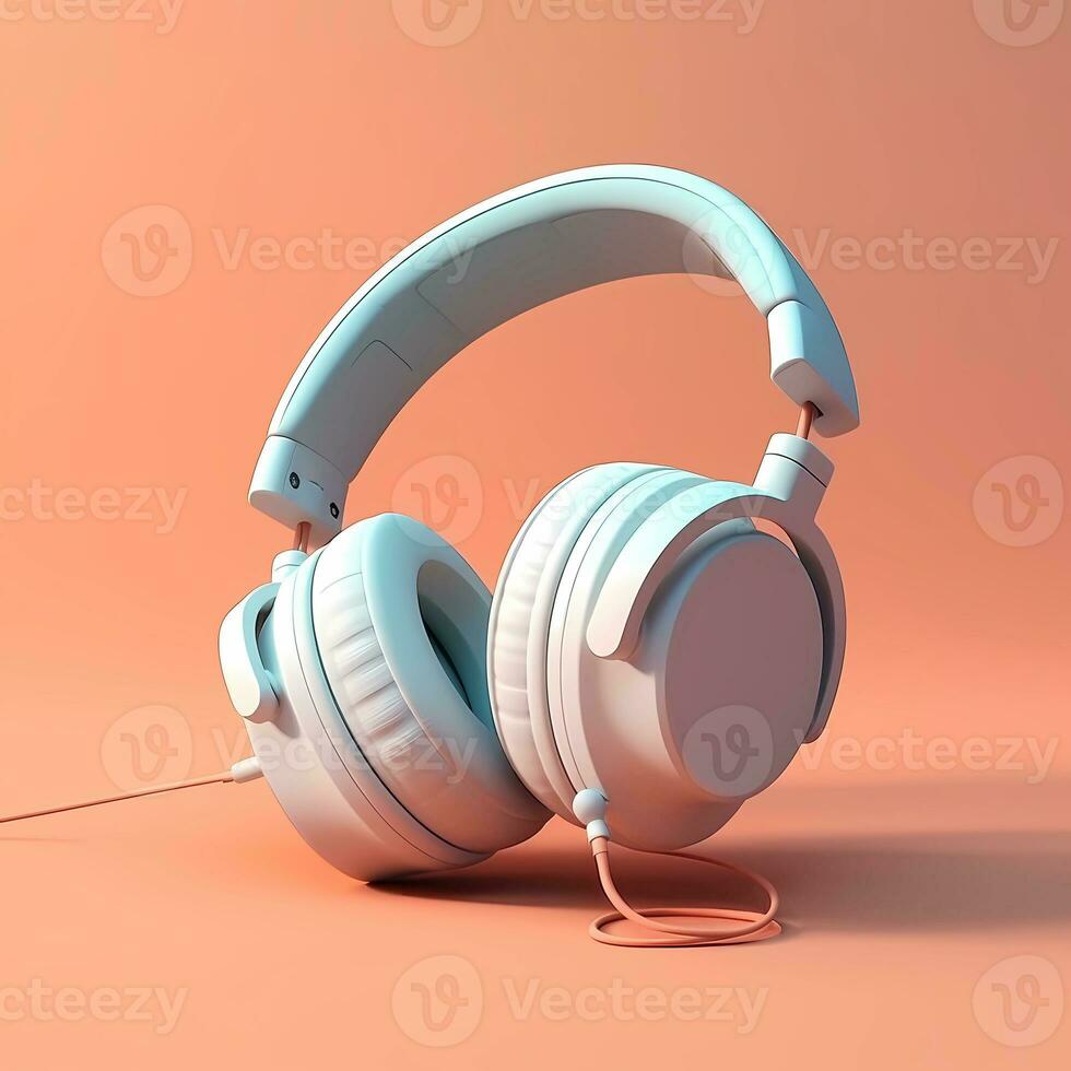 Headphone for listening music cartoon illustration, AI Generated photo