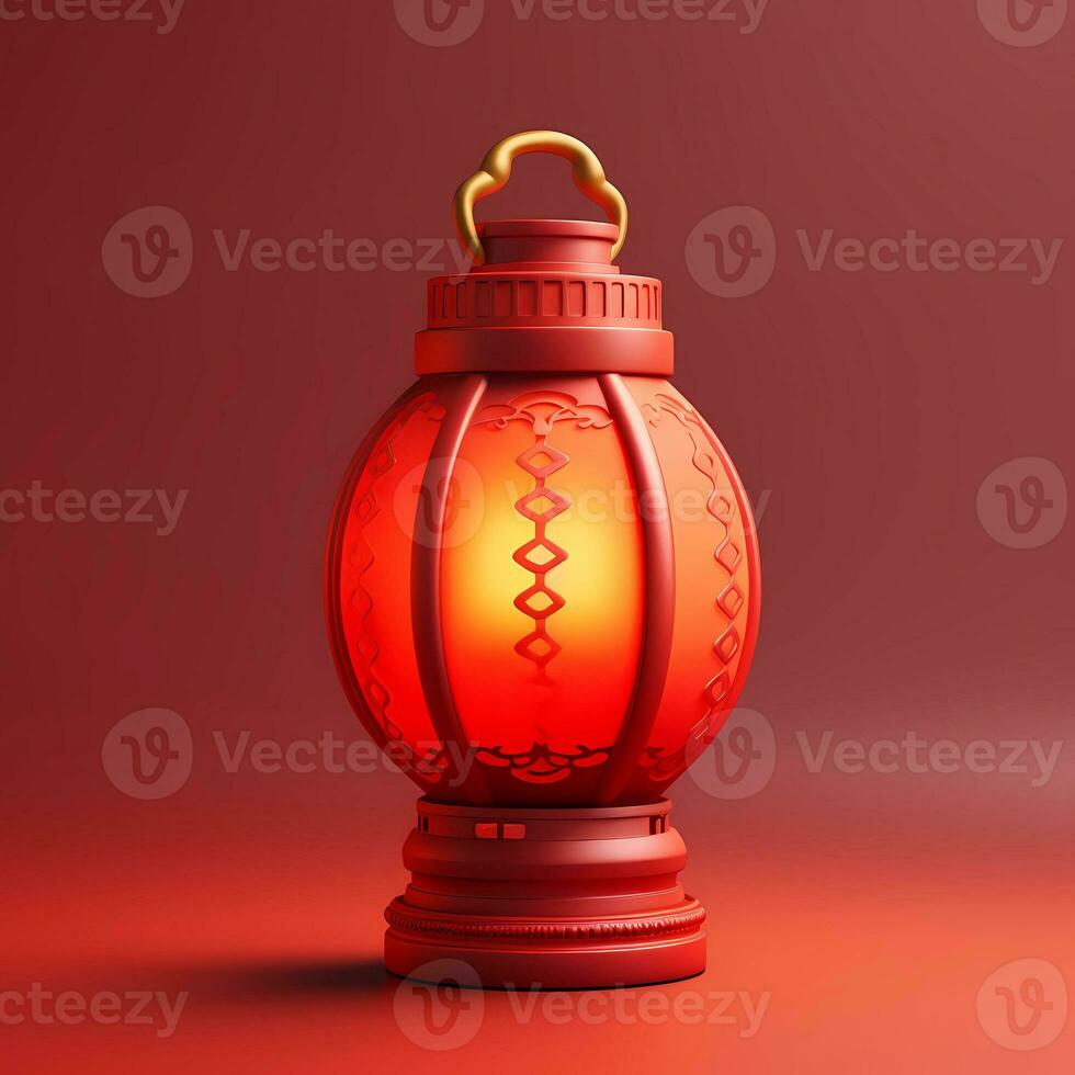 Lantern lamp oriental style cartoon illustration, AI Generated photo